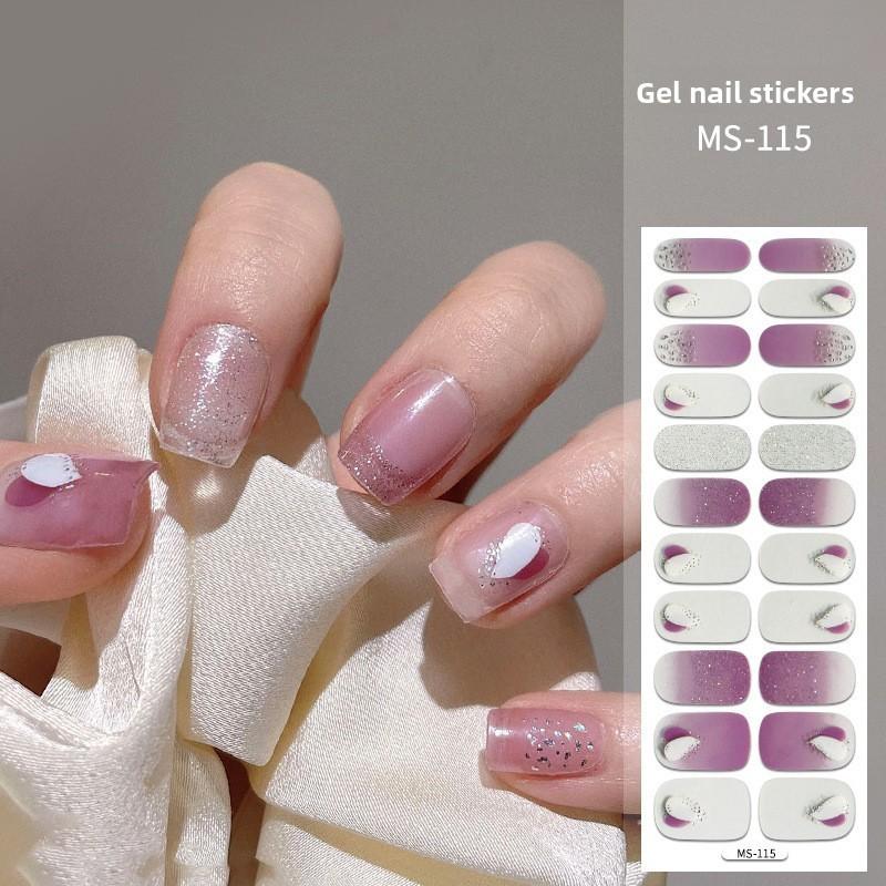 Gel Nail Stickers, 22-finger No-bake Nail Polish Glue, Wearable Nail Pads, Full Application