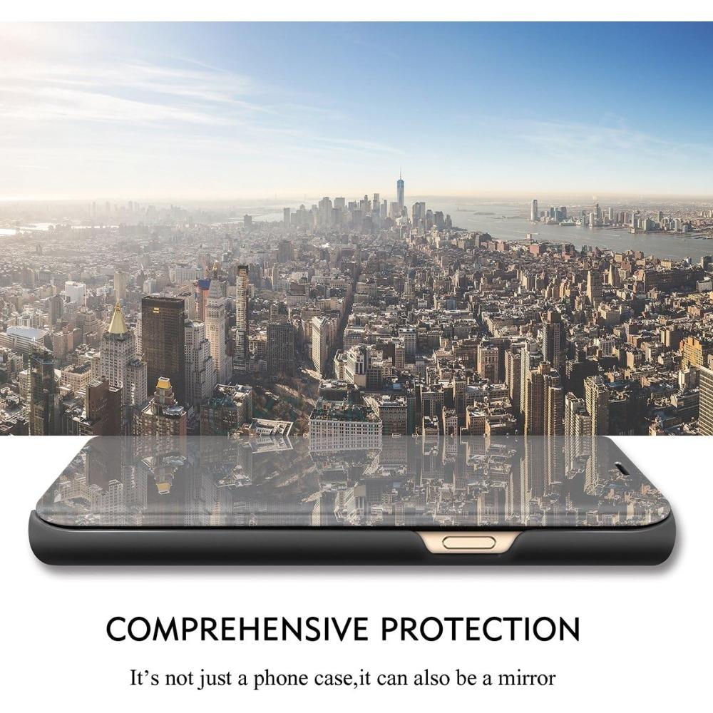 Slim Mirror Clear Holder Case For Samsung Galaxy S26 S25 S24 S23 S22 Plus Ultra Shockproof Leather Texture Wallet Protect Cover