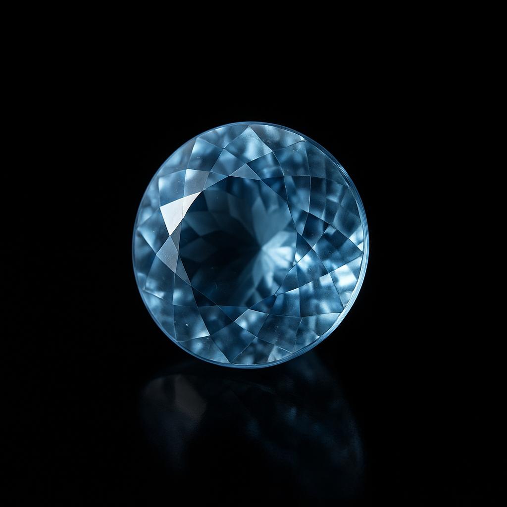Naturalny akwamaryn, szlif okrągły, kolor oceanu niebieski, certyfikowany, 7,20 ct, luźny kamień szlachetny