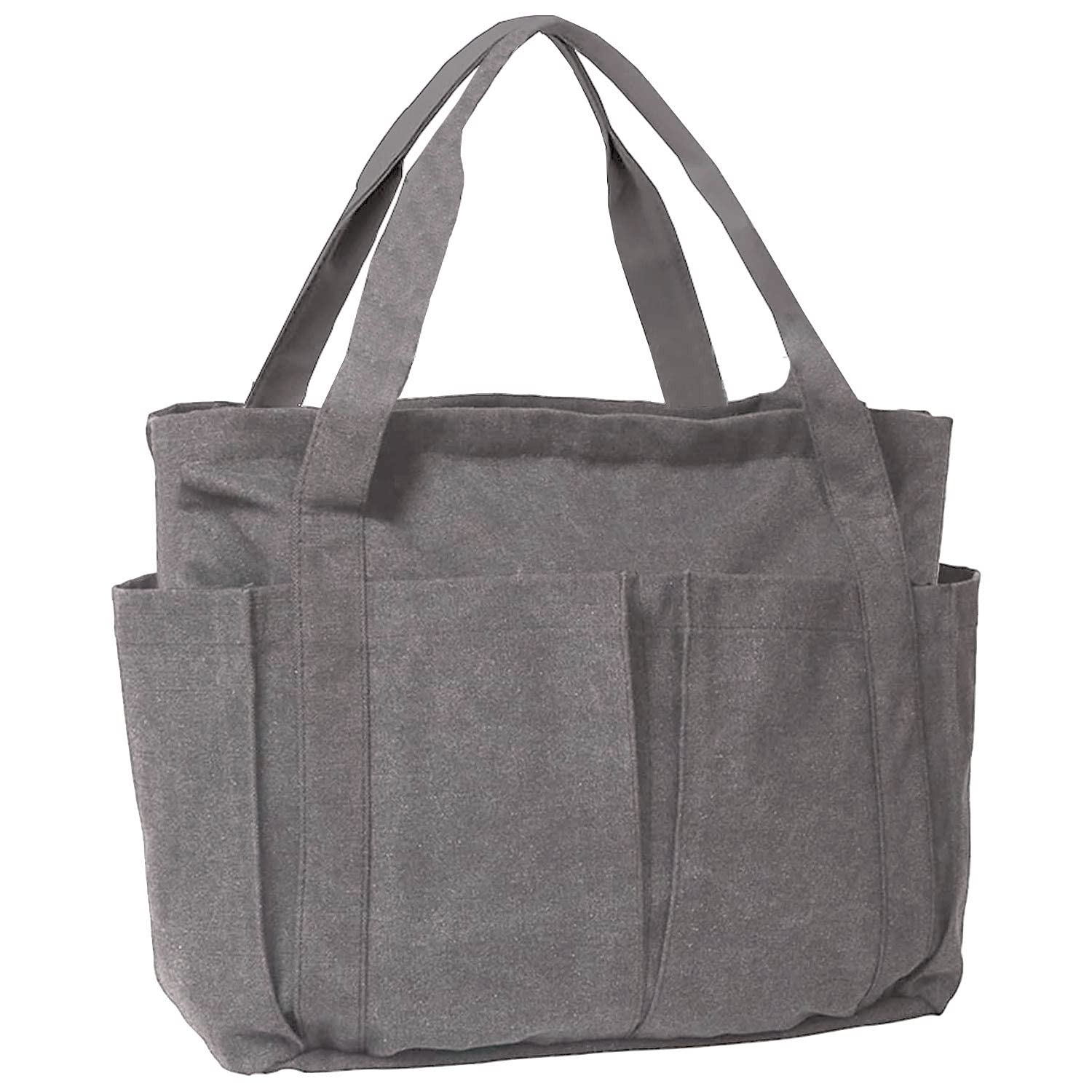 

Tote Large Shoulder Large with Short Trips [JoveJek] Bag, Capacity, Canvas, Mother s Bag, Bag, Zipper, Women s, Men s, Canvas, A4, A3, Plain, сірий колір