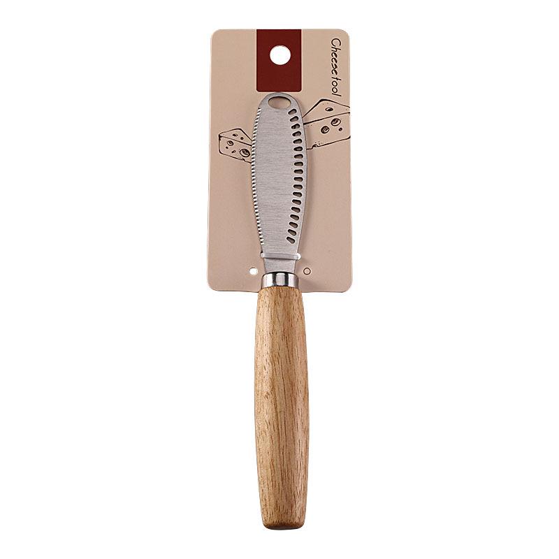 Stainless Steel Cheese Knife & Fork Set, Rubber Wood Handles - Western Tableware
