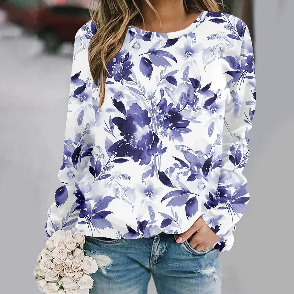 Autumn and Winter New Fashion Round Neck Long Sleeve Printed Elegant Casual Loose Hoodie