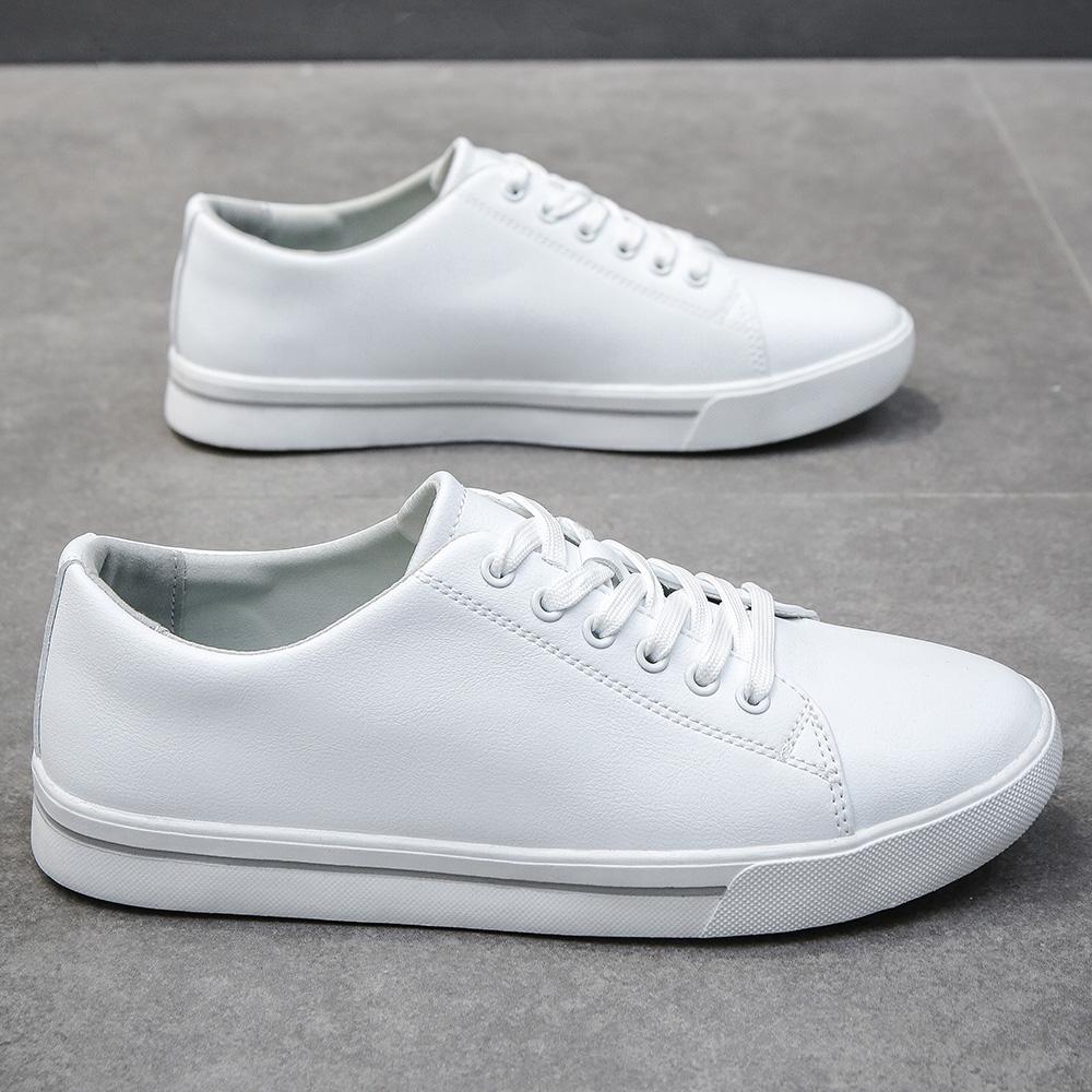 Men Casual PU Leather Flat Designer Shoes High Quality Comfy Vulcanized Shoes Lightweight Outdoor Hiking And Running Sports Shoe