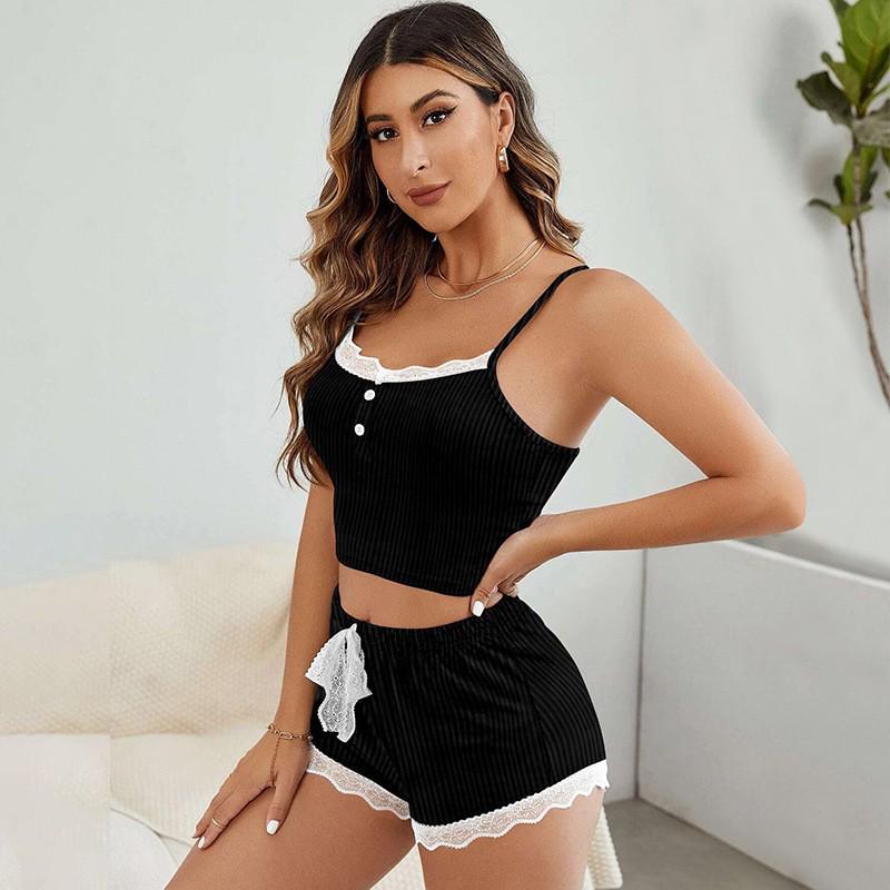 European & American Lace Trim Camisole Shorts Set: Sexy, Fun Pajamas & Outerwear