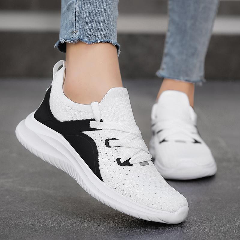 Fashion Breathable Lace-up Running Shoes for Women, Air Cushion Athletic Sneakers with Lightweight Mesh, Outdoor Sports Training Shoes