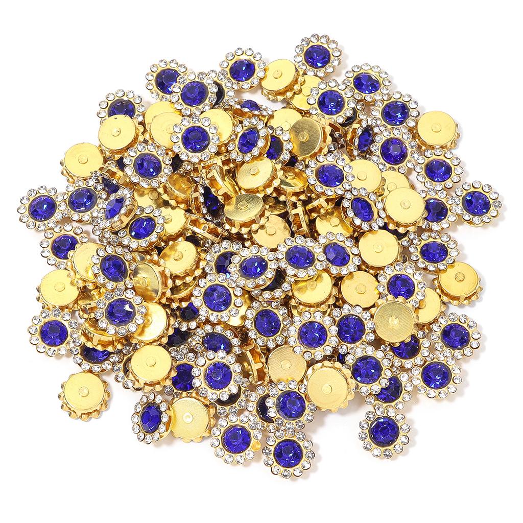 10-100pcs/lot Sunflower Rhinestone Pearl Sewing Beads Round Flatback Rhinestones For Clothes Sewing Wedding Headwear Decoration