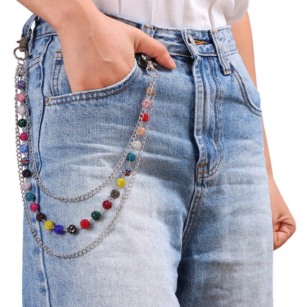Unisex High-End Cowboy Style Colorful Crystal Rhinestone Pants Chain