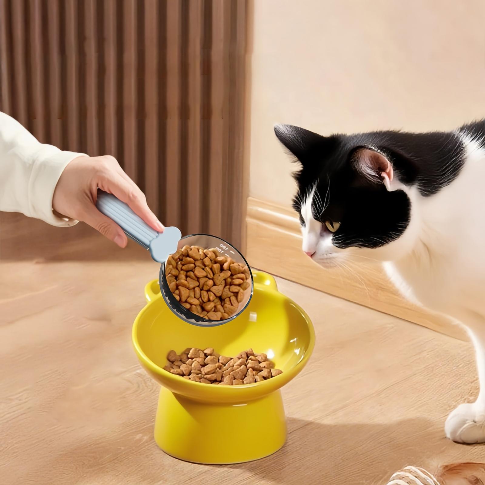 

Pet Feeding Tool Multifuctional Transparent Ergonomic Handle Pet Food Measuring Cup With Sealing Clip One Size