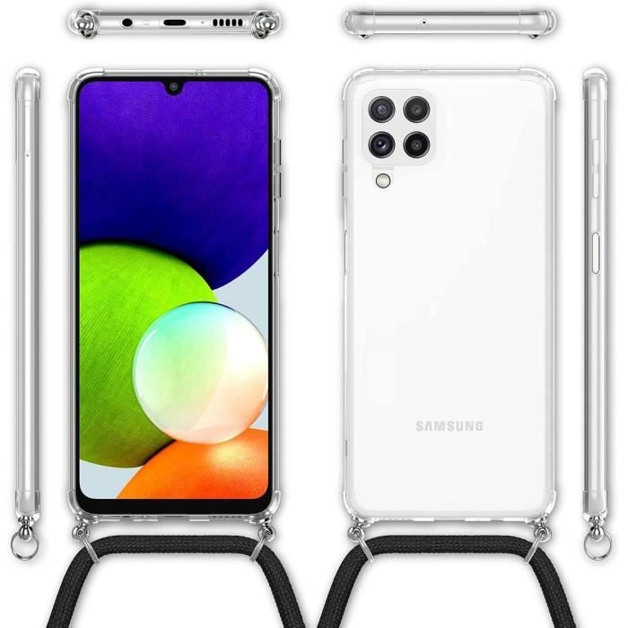 Coque pour Samsung A22 5G - PROSHOP - Protection Renforcée - Souple - Transparent-Noir - AntiChoc