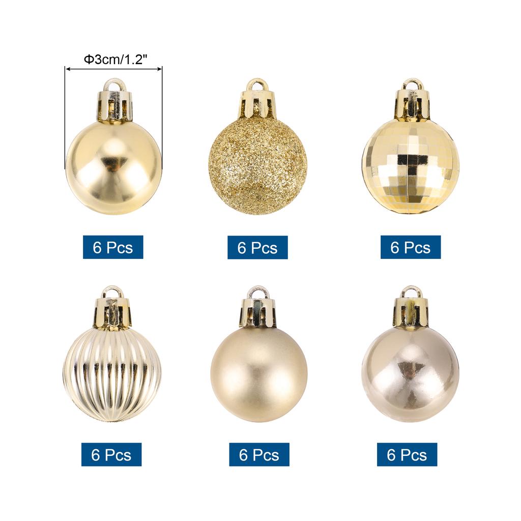36 Stück Weihnachtskugel-Ornamente Weihnachtsbaumschmuck Kugeln 1,2"/30MM für Partydekoration Hochzeit Feiertag Weihnachtsdeko
