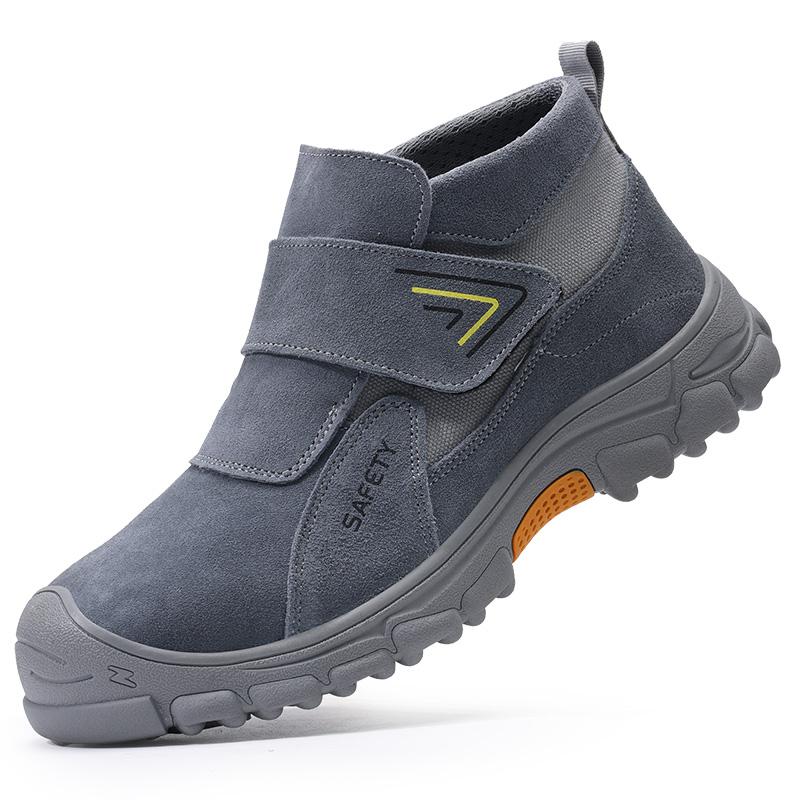 Anti Scald Welding Work Shoes Anti-puncture Men Work Safety Boots Steel Toe Shoes Protective Boots Wear Resistant Suede Shoes 37 серый