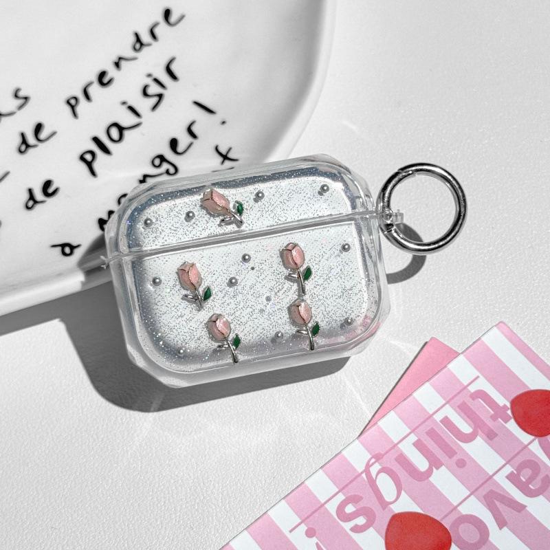 The New Epoxy Tulip Is Suitable for AirPodsPro1 Earphone Case, Universal Photo Frame, Love Apple 1st Generation Soft Case.