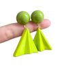 Exquisite Versatile Pierced Earrings Cute Smart Green Geometric Pendant Small Fresh Sweet Girly Ladies Dangle Jewelry