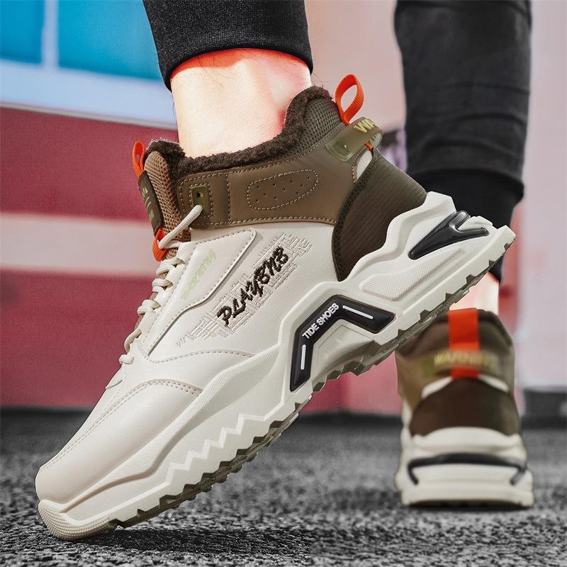 Winter velvet warm thickened new high-top white board shoes cotton shoes high-quality dad shoes