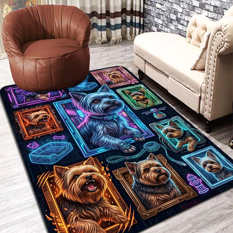 Cybernetic Canine Collage Pattern Rug Floor Mat for Living Room or Bedroom Soft and Comfortable Carpet a Gift for Birthday and Holiday.
