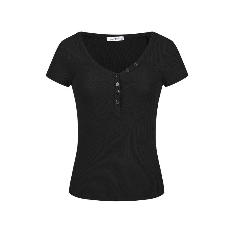 Queen White Vneck Short Sleeve T Shirt For Summer Casual Women