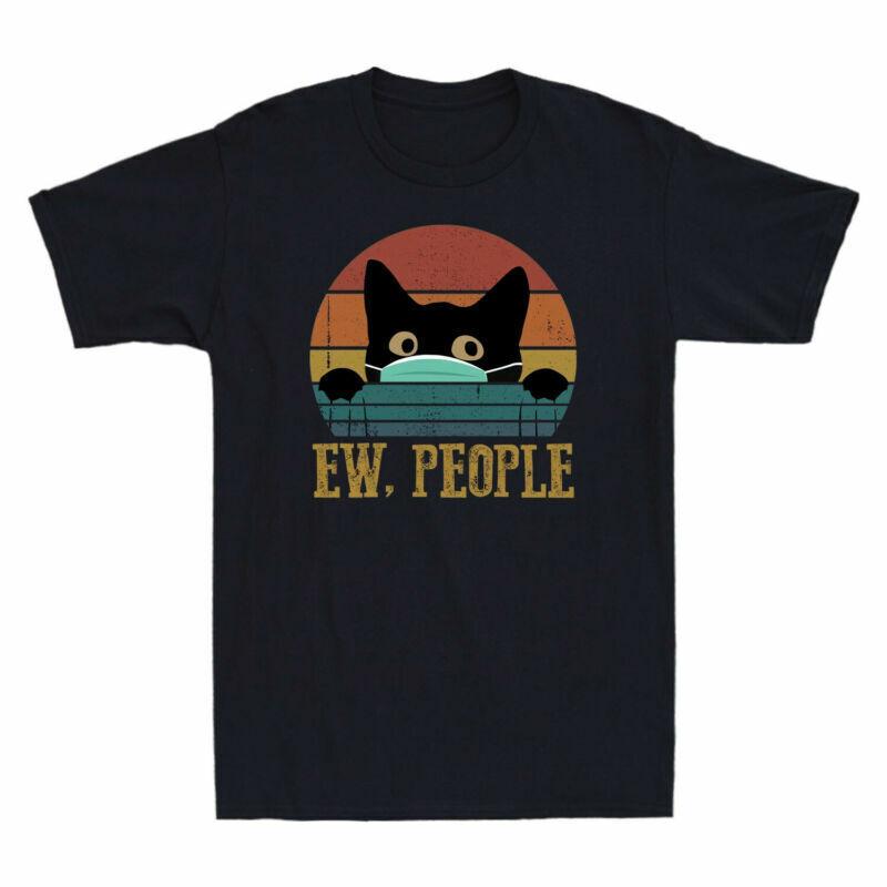 Face Cat People Gift Funny Vintage Lover Ew T Cat Shirt Shirt Black Cotton Tee S