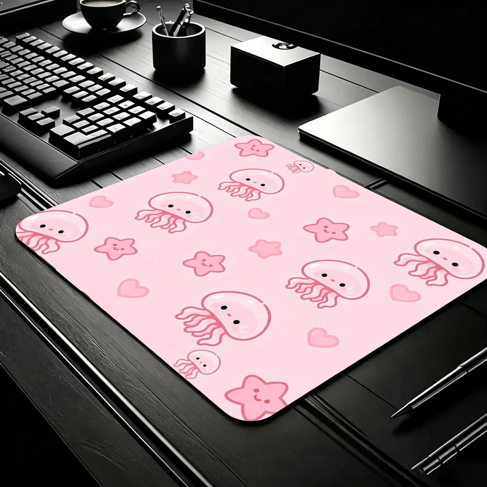 Cute Jellyfish Purple Gradient Mouse Pad Kawaii Sea Jelly Desk Mat Glitter Bubble Aesthetic Gaming Mouse Pad Decor Keyboard Mat