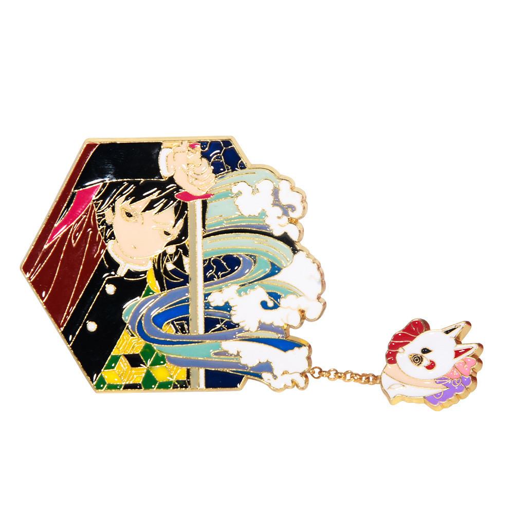 Demon Slayer Kimetsu No Yaiba Alloy Brooch With Electroplated Finish For Cosplay And Daily Wear
