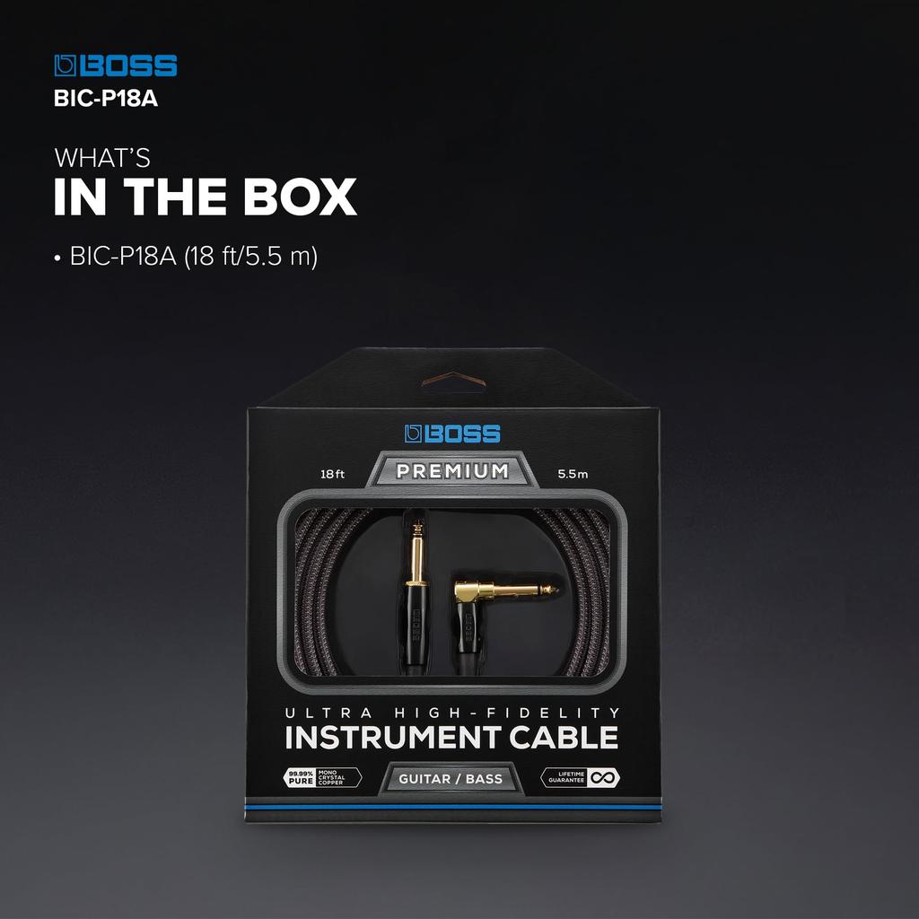 BOSS BIC-P18A Guitar Cable, 5.5m, Straight-to-L-shaped Plug