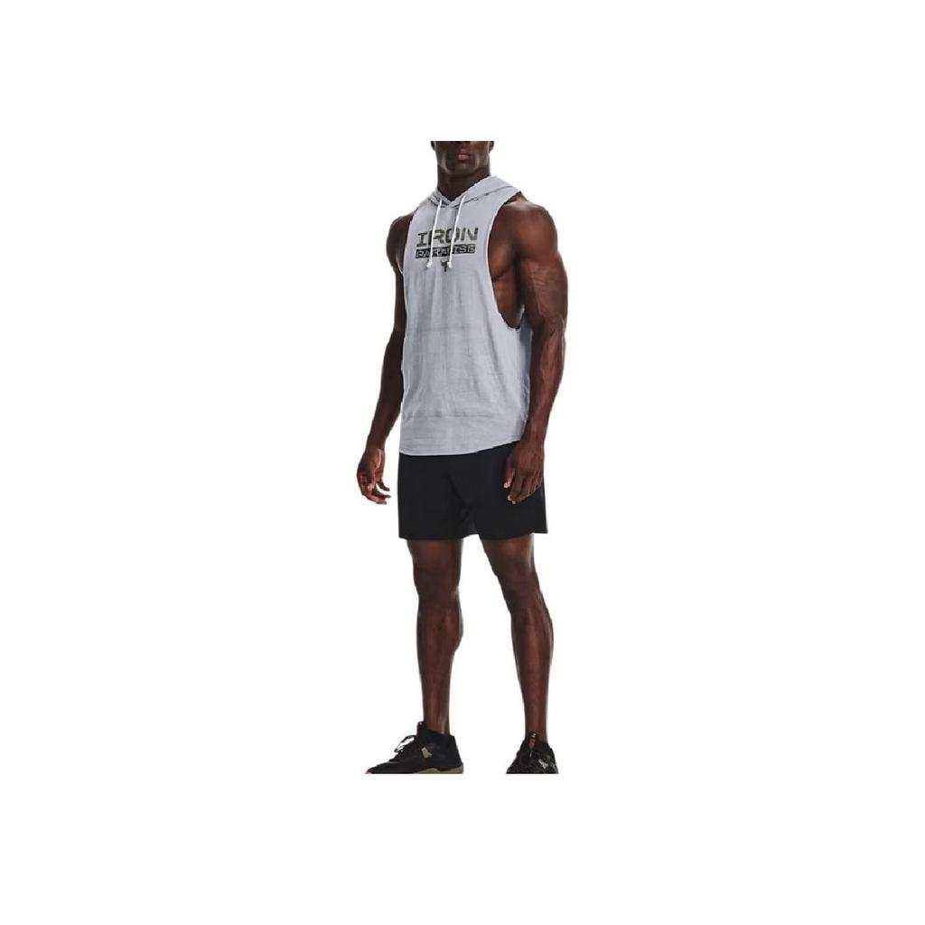 Under Armour Letter Print Hooded Training Sleeveless Vest Men Vests Gray 1370493-035