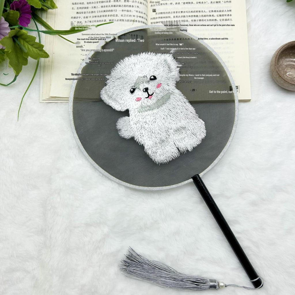 Ancient Style Single-Sided Suzhou Embroidery Dance Fan