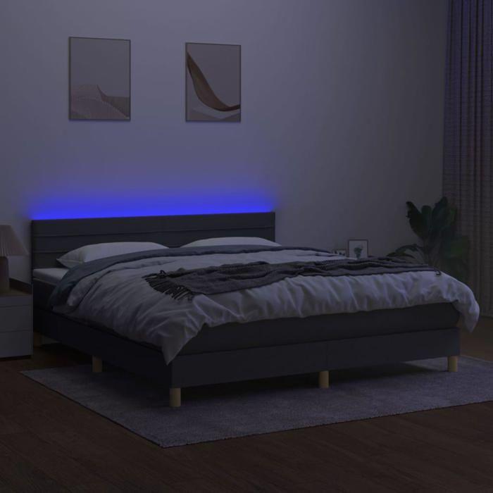 Maison Exclusive - Sommier à lattes de lit et matelas et LED Gris foncé 160x200 cm