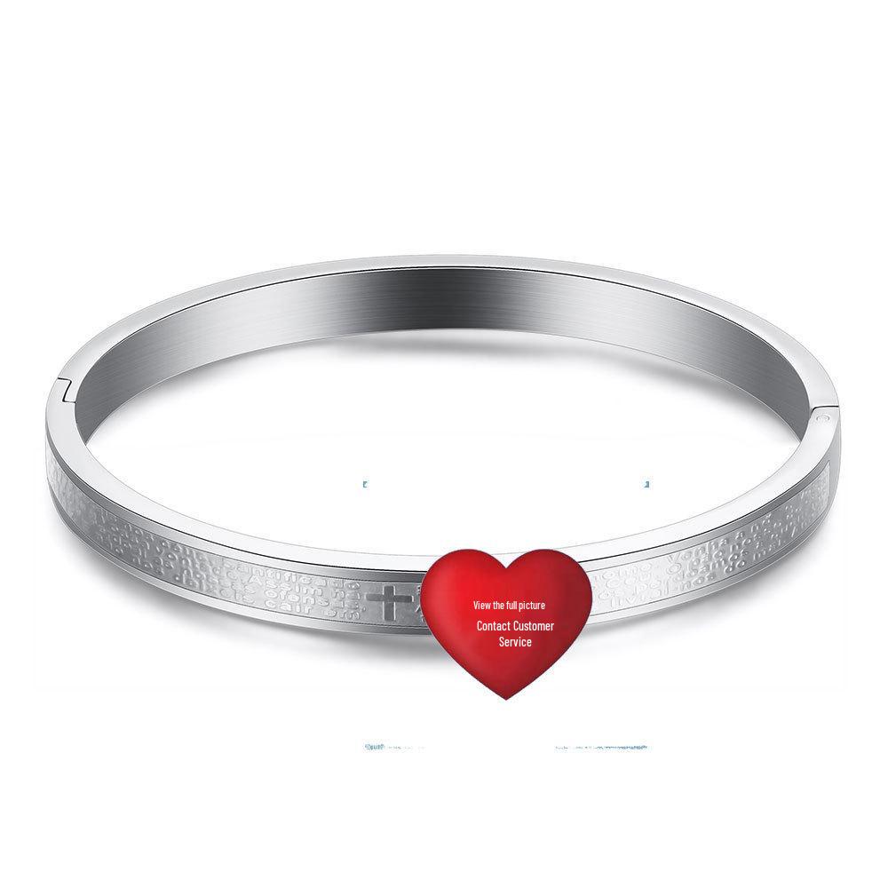 Creative Glossy 6MM Gold Stainless Steel Couples Bracelet with Laser Logo