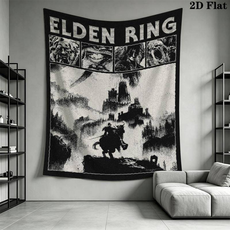 Elden Ring Wandteppich Ästhetischer Wandbehang Bedruckter Stoffdecke Dekorative Wandteppiche für Schlafzimmer Wohnzimmer Heimdekoration