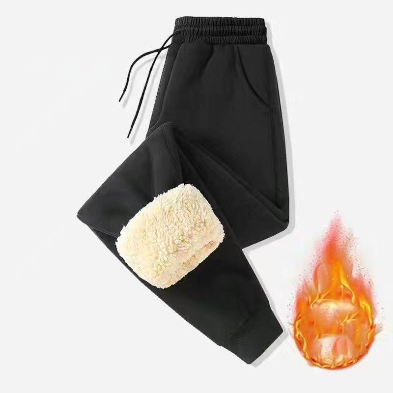 Pants for Men In Autumn and Winter, Thickened with Fleece for Outerwear, Casual Pants, Warm Lamb Woolen Sports Sweatpants