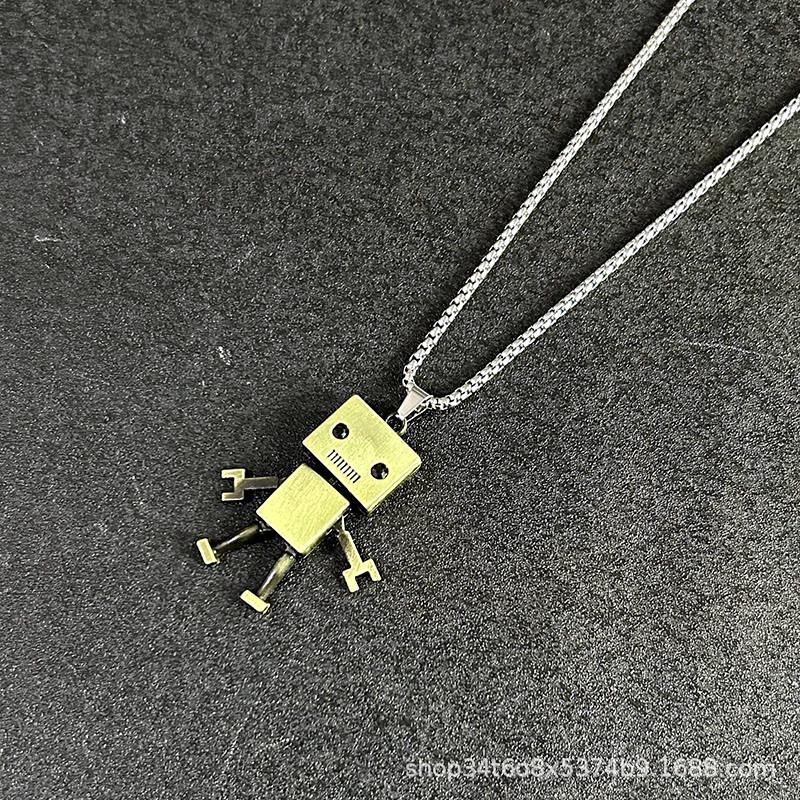 Unisex Trendy Titanium Steel Robot Necklace & Keychain Pendant - Hip Hop Style