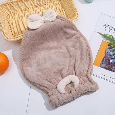 Cappello Turbante Assorbente da Doccia in Pile Corallo da Donna con Fiocco