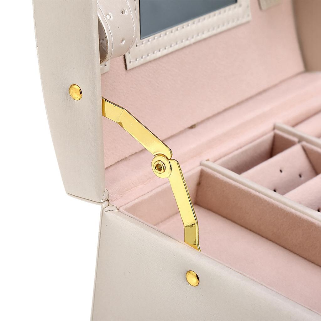 Three Layer Jewelry Storage Organizer Box PU Earring Necklace Display Case Cabinet White?
