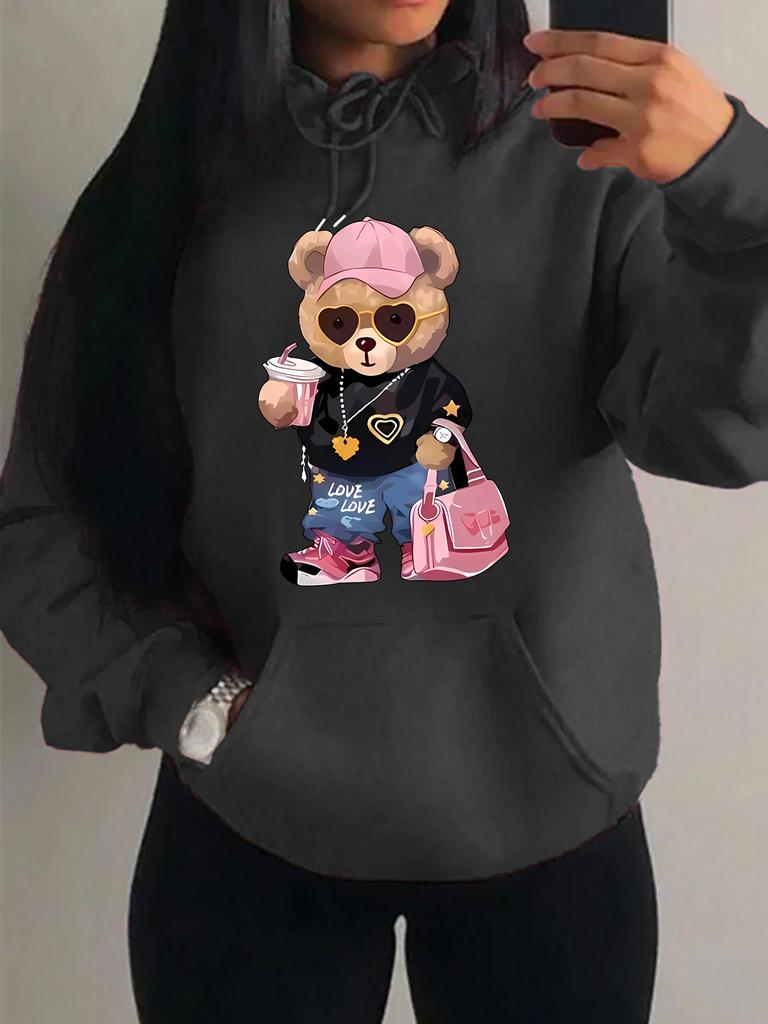 Cool Bären Schwester Muster Kreatives Design Damen Kleidung Kreativität Fleece Hoodie Harajuku Tasche Pullover Lustiger Herbst Kapuzenpullover