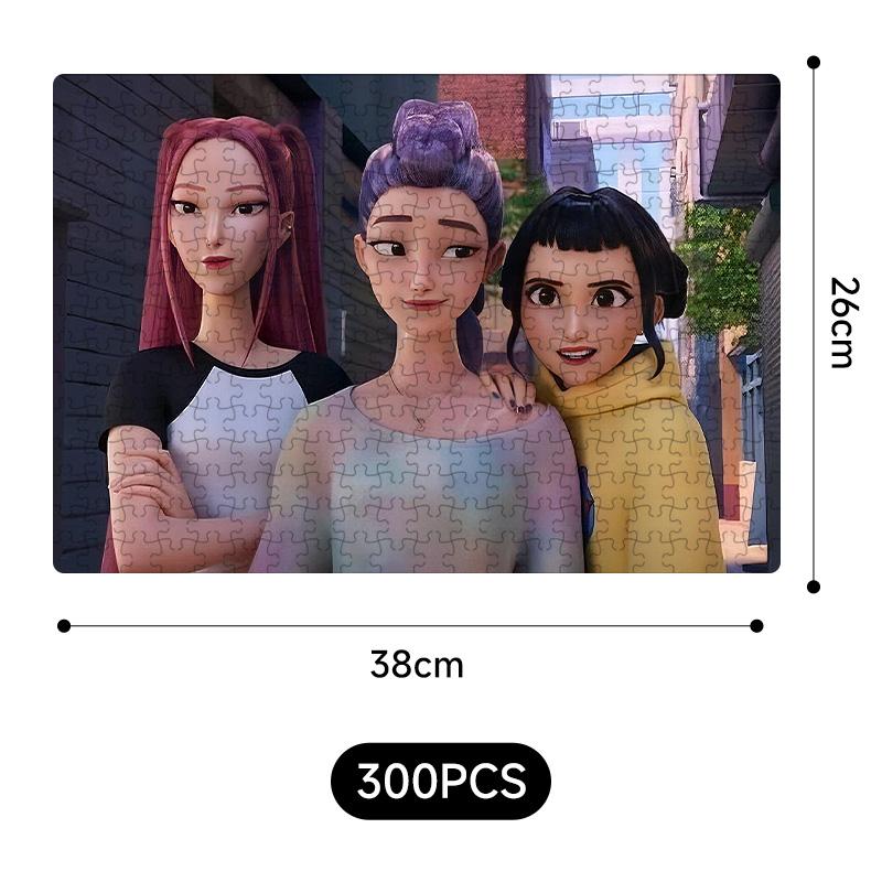 Yeni Kpop Şeytan Avcıları 38*26Cm 300 Parça Yapboz Oyuncakları Rumi Mira Zoey Huntrix Karakter Desenli Masa Oyunu Dekor Çocuk Hediye