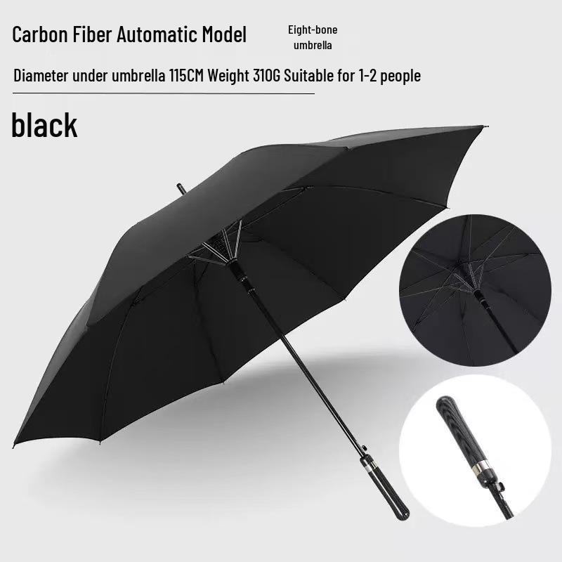 Ultra-light Carbon Fiber Aluminum Business Umbrella - Long Handle, Dual-use for Sun and Rain, Available for Custom Printing