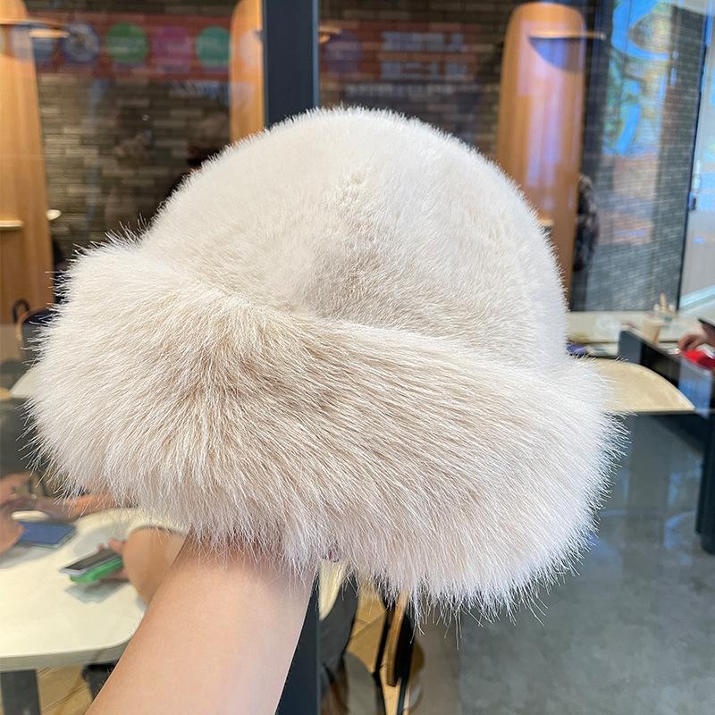Autumn and Winter Faux Mink Hats for Women High End and Versatile In Winter Plush Fisherman Hats Headwear Warm and Ear Protecting Mongolian Hats