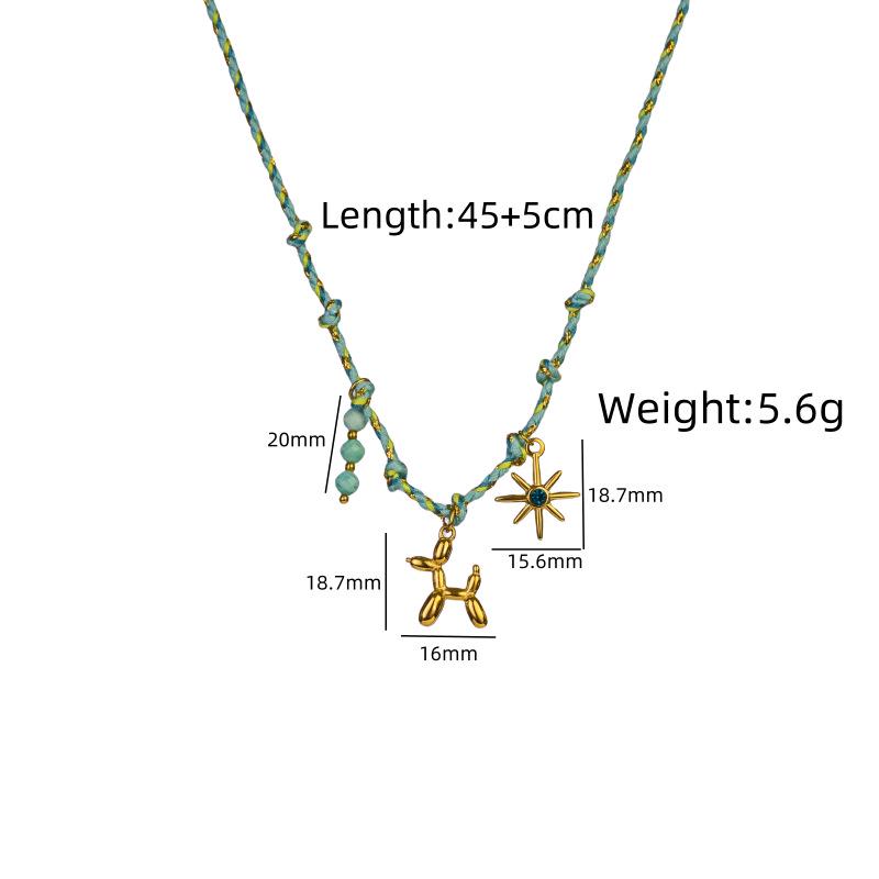 European & American Design Dopamine Color Rope Necklace with Ocean Series Pendant