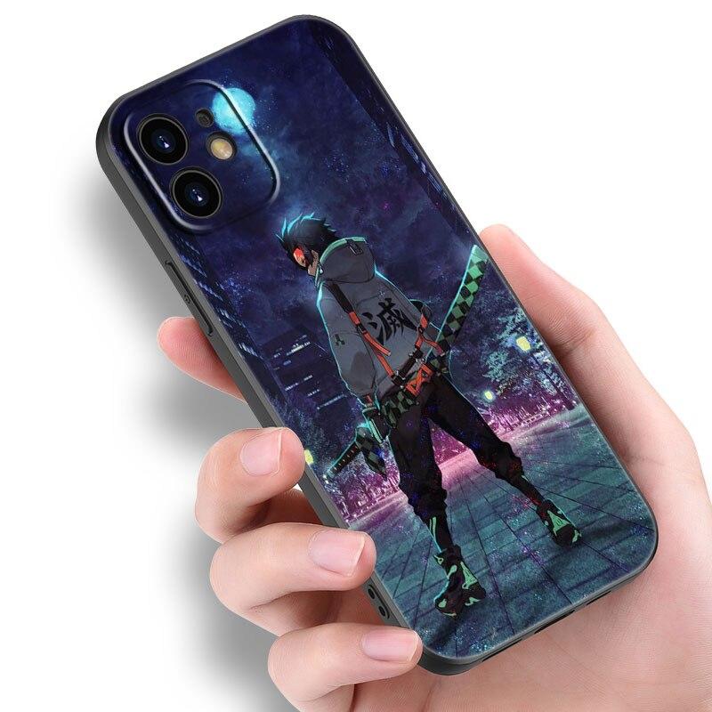 Anime Demon Slayer Tanjiro Case For Apple iPhone 14 13 12 Mini 11 Pro Max 7 8 XR X XS 7 8 Plus SE 2020 2022 Black Cover