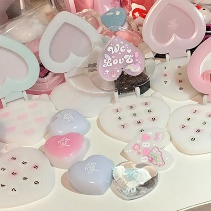 Foldable Phone Silicone Mold Epoxy Jewelry Mold for Resin Casting Keychain Photo Frame Home Decor Heart Pendant Mold