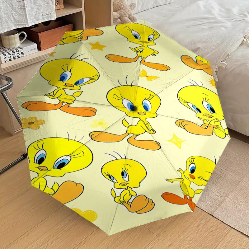 1PC Tweety Bird Umbrella-8-Rib Reinforced, Automatic Open, Lightweight & Durable, Cute Fashion Accessory for Outdoor, D2666