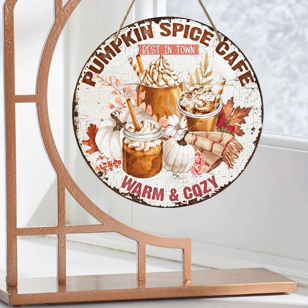Autumn Style Pumpkin Spice Cafe Vintage Tin Sign 20x20cm