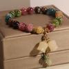 Colorful Natural Stone Bracelet with Floral Pendant, Ethnic Style Bracelet, Perfect Gift for Girlfriend or Best Friend, Suitable for All Seasons