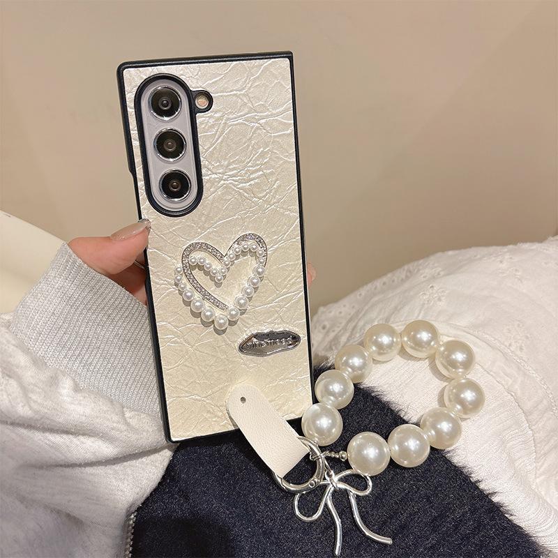 

Pearl Water Diamond Love Phone Case for Samsung ZFold6 Flip Fold Flip 4 Handchain P50pocket For Samsung ZFlip3