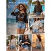 Damen Uni Fransen Cut-Out Durchsichtiges Überwurf-Boho Muschelsaum 3/4 Ärmel Strand Sarong für Urlaub Pool