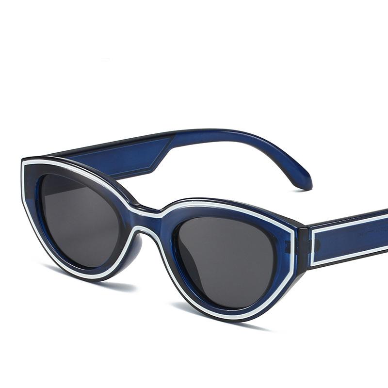 New  Cat Eye Sunglasses Women For Men  Vintage Sun Glasses Luxury Brand Designer Punk Pink Stripe Hip Hop Popular Shades