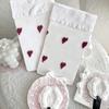 JK White High Tube Socks Love Heart Printing Stockings Fashion Sexy Lolita Elastic Sock Girls Red Butterfly Knot Long Stocking