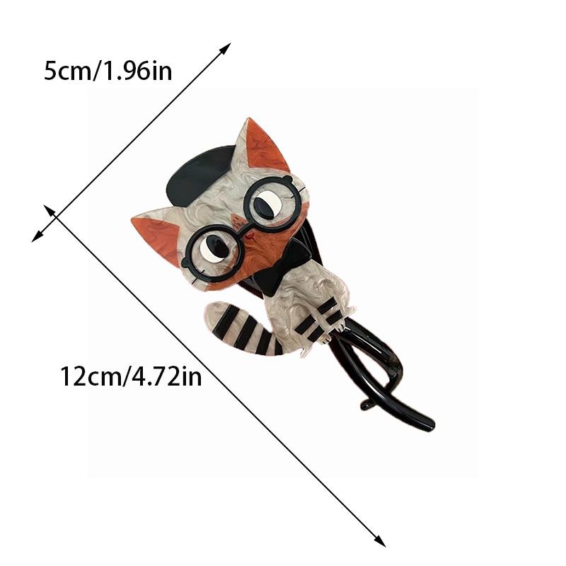 Funny Cute Kitten Hairpin Acrylic Twist Clip Fashionable Girl Ponytail Back of The Head Hair Clip