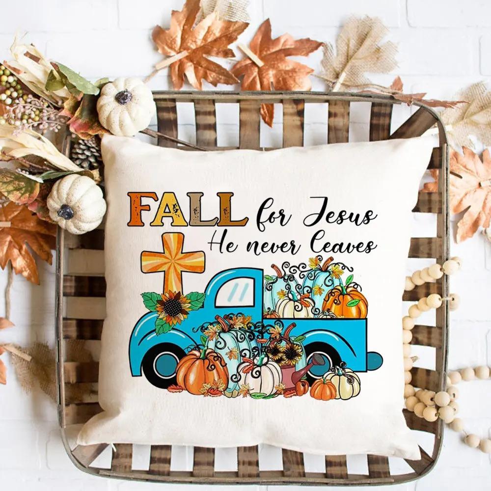 Hello Pumpkin Printed Pillow Case Autumn Party Decor Home Cushion Cover Fall Holiday Pillowcase Thanksgiving Halloween Best Gift