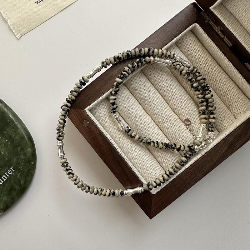 S925 Sterling Silver Niche Design Sense Personalized Beaded Spot Necklace Simple Handmade Design Fashion Set